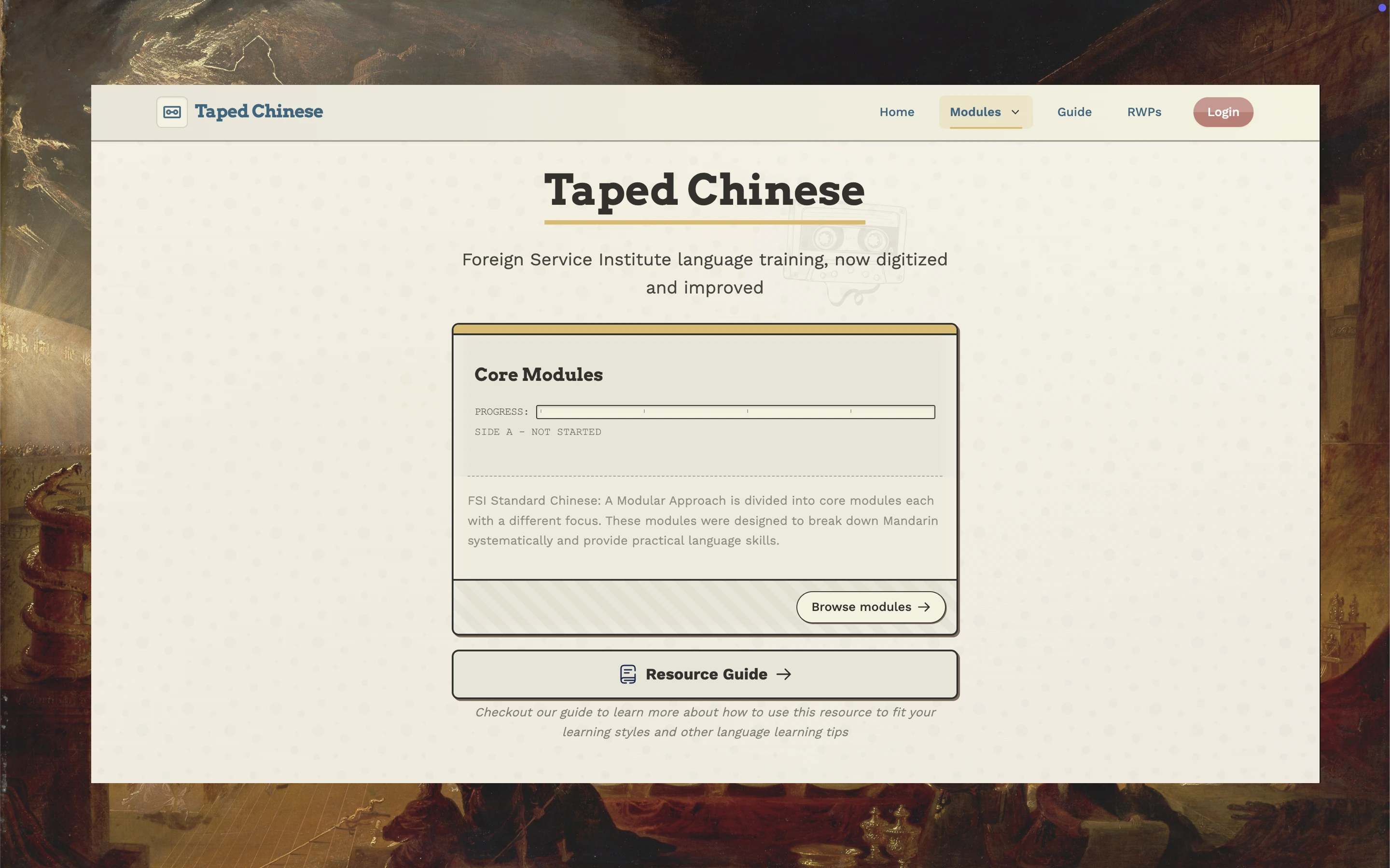 Taped Chinese Interface